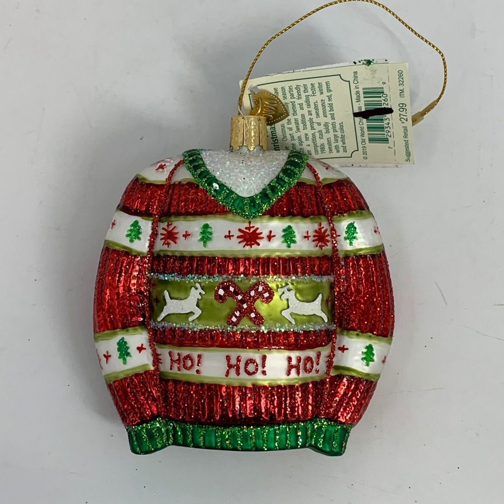 Old‎ World Christmas Festive Christmas Sweater Ornament Red Green White